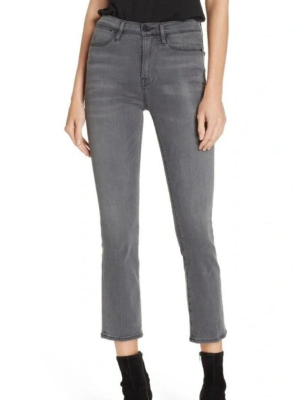 FRAME Gray Wash Le High Straight Jeans, Size 25
